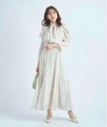 Mystrada 물방울 패턴 리본 원피스 38