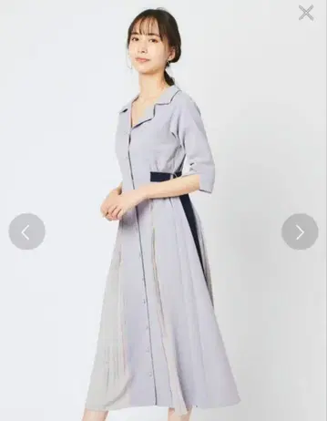 레이디 아젤 배색 더블 버클 셔츠 원피스