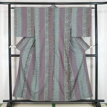 미사용 150cm 보라색 파랑 줄무늬 순수 실크 캐주얼 a601