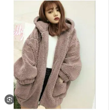 보아 후드 부착 오버 사이즈 자켓 핑크