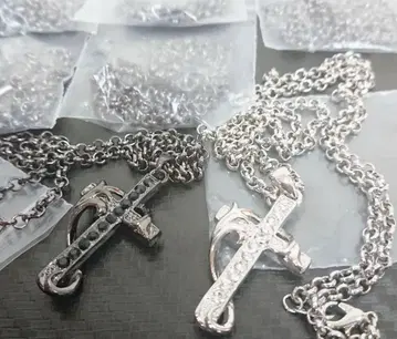 H1 [새상품] 크로스형 펜던트 목걸이 세트 60cm 십자가