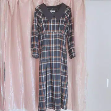 natural couture 체크 무늬 롱 원피스