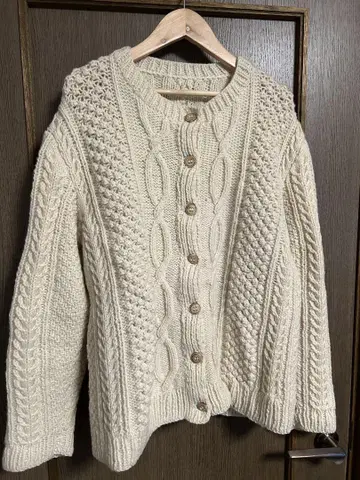 유럽 빈티지 아란 니트 가디건