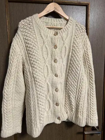 유럽 빈티지 아란 니트 가디건