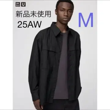 새상품 25AW 유니클로 U 유틸리티 오버 사이즈 셔츠 블랙 M