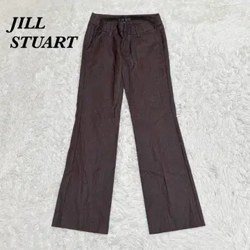 새상품급 JILL STUART 울 플레어 슬랙스 0 브라운 스트라이프