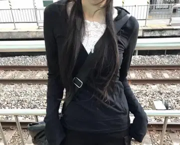 한국 블랙 긴팔 미니 원피스 레이스 이너 포함