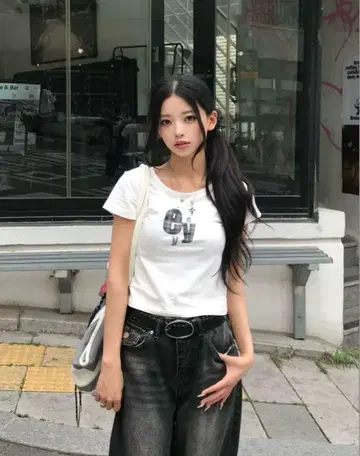 emmy 로고 미니 셔츠 화이트 프린트
