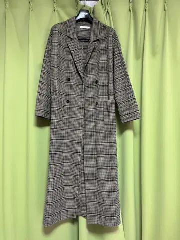 MOUSSY 체크 무늬 롱 코트