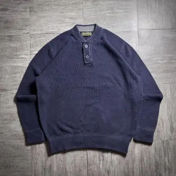 [ 90's ] EddieBauer 헨리넥 코튼 스웨터 네이비 M