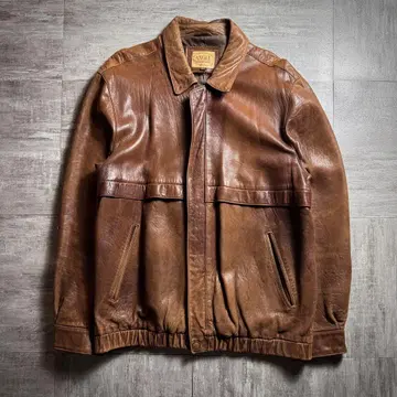 [ 90's ] ANGEL 가죽 자켓 브라운 천연 가죽 XL 사이즈