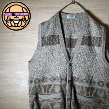 빈티지 니트 베스트 L 사이즈 입체 아가일 다크톤 멋스러운 구제 의류