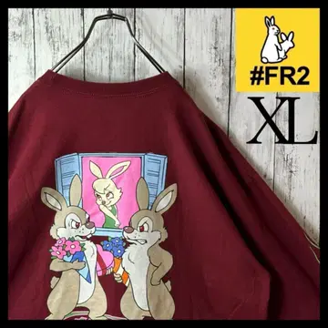 [레어] FR2 긴팔 티셔츠 XL 파킹 래빗 보르도 빨간색