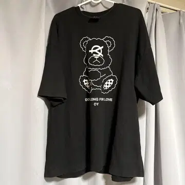 OY 곰 프린트 반팔 T셔츠 블랙
