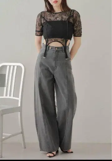 와이드 커브 패널 데님 팬츠