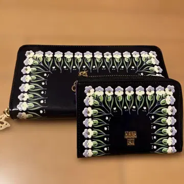 ANNA SUI 장지갑 동전 지갑 세트 천연 가죽 플로라