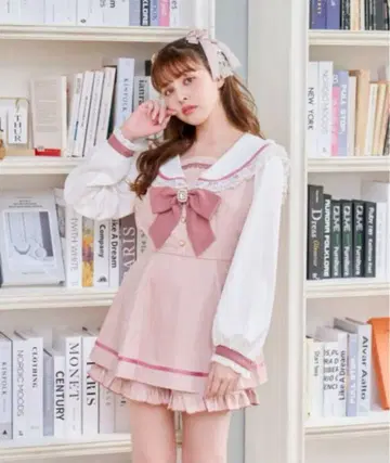 리즈리사 LIZLISA 세일러 카라 셋업 핑크