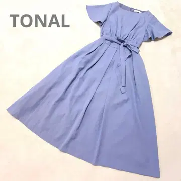 [ 새상품급 ] 토널 TONAL 도비 스트라이프 원피스 블루
