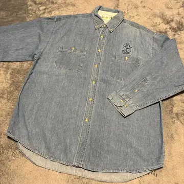 월트 디즈니 미키 자수 데님 셔츠 XL