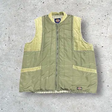 00s Dickies 퀼팅 베스트 XL 코듀로이 옷깃 워크 구제 의류