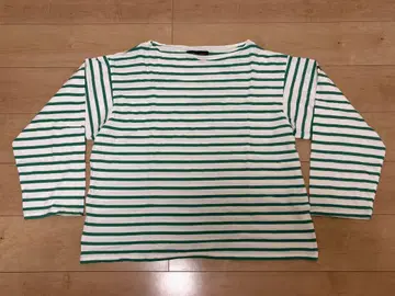 Outil 우티 바스크 셔츠 그린 화이트 보더 사이즈 2