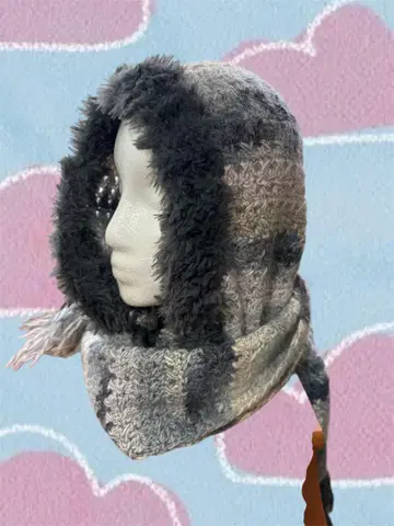 핸드메이드 후드 부착 머플러