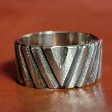 은반지 빈티지 실버925 V자 사선 라인 조각