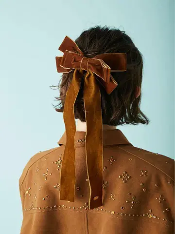 LILY BROWN 벨로아 리본 머리핀