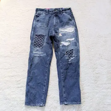 UNITED ARROWS & SONS 데미지 자수 데님 페인터 팬츠