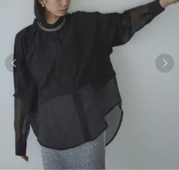 AIC. 샤이니 오간자 콤비 오버 셔츠