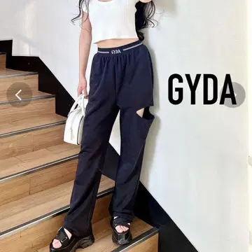 [ GYDA ] 허리 GYDA 라인 밴디지 팬츠 블랙 로고 새상품급 완판