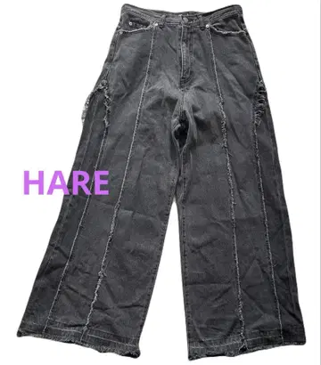 다크 그레이 프린지 가공 스트레이트 데님 팬츠