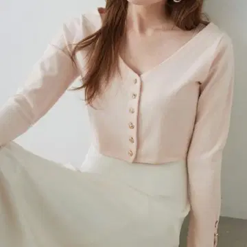 7031 스나이델 메탈 버튼 크롭 가디건 상의 긴팔 F