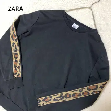 자라 ZARA 맨투맨 트레이닝복 레오파드 표범 무늬 블랙 M