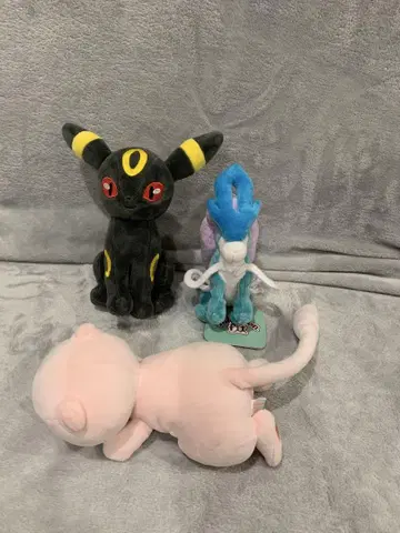포켓몬 봉제 인형 3세트 블래키 뮤우 스이쿤