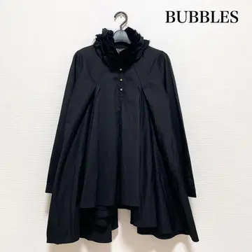 BUBBLES 프릴 칼라 블라우스 블랙 긴팔 고스 고스로리 다크 코어