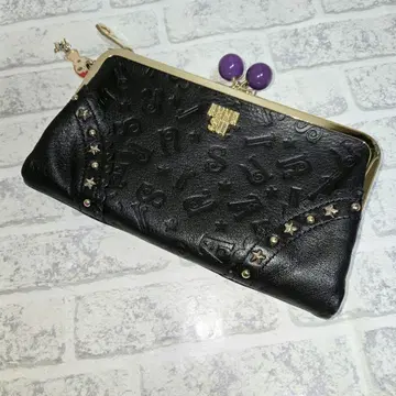 ANNA SUI 가마구치 블랙 가죽 장지갑
