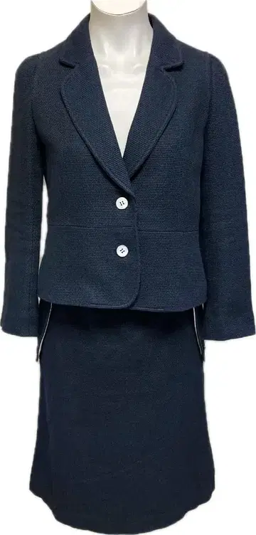 샐리 스콧 코튼 호프색 셋업 스커트 수트 다크 네이비 9AR