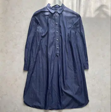 Spick & Span 네이비 스트라이프 롱 셔츠