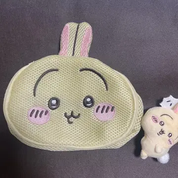치이카와 메쉬 파우치 옐로우 그린 약 20cm 런드리 파우치