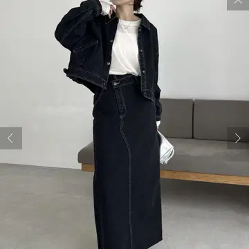 데님 노카라 자켓 데님 맥시 스커트 셋업
