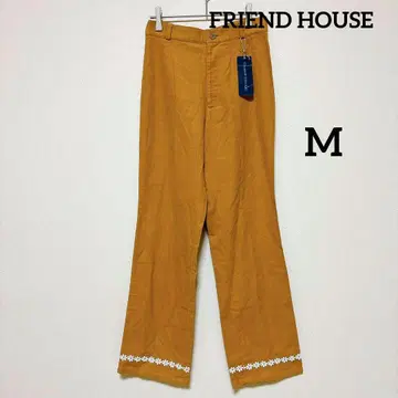 [택 포함] FRIEND HOUSE 레이스 자수 와이드 팬츠 머스타드