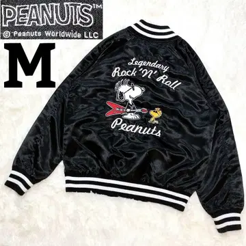 피넛 스누피 로큰롤 자수 스카잔 M 블랙 PEANUTS