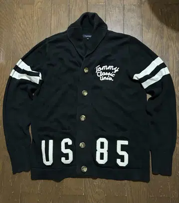 헤치마 옷깃 레터드 가디건 블랙 US 85