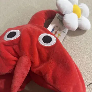 피크민 빨간색 봉제 인형 꽃 달린 변신 모자