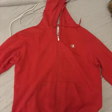 Champion 빨간색 집업 후드티