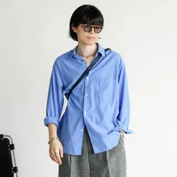 [ WYM ] TENCEL REALX WIDE SHIRT 블루 S 완판템