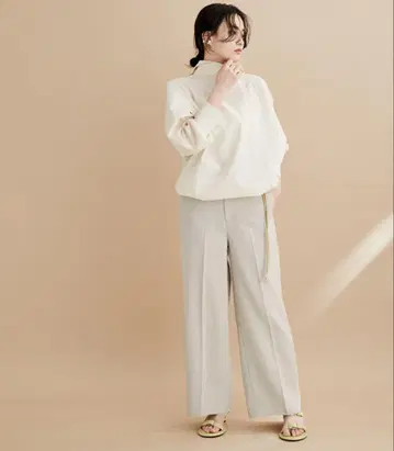 ADAM ET ROPE' 린넨 라이크 캔버스 슬랙스
