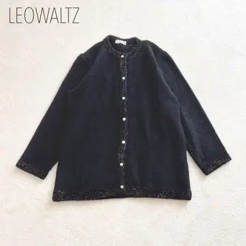 LEOWALTZ 샤기 니트 가디건 블랙 빈티지풍 골드 버튼 레트로