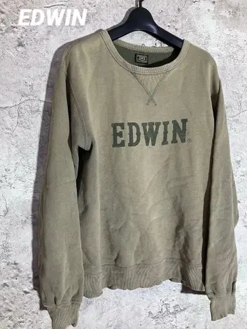 EDWIN 크루넥 맨투맨 에드윈 트레이닝복 로고 자수 쭈리 기모